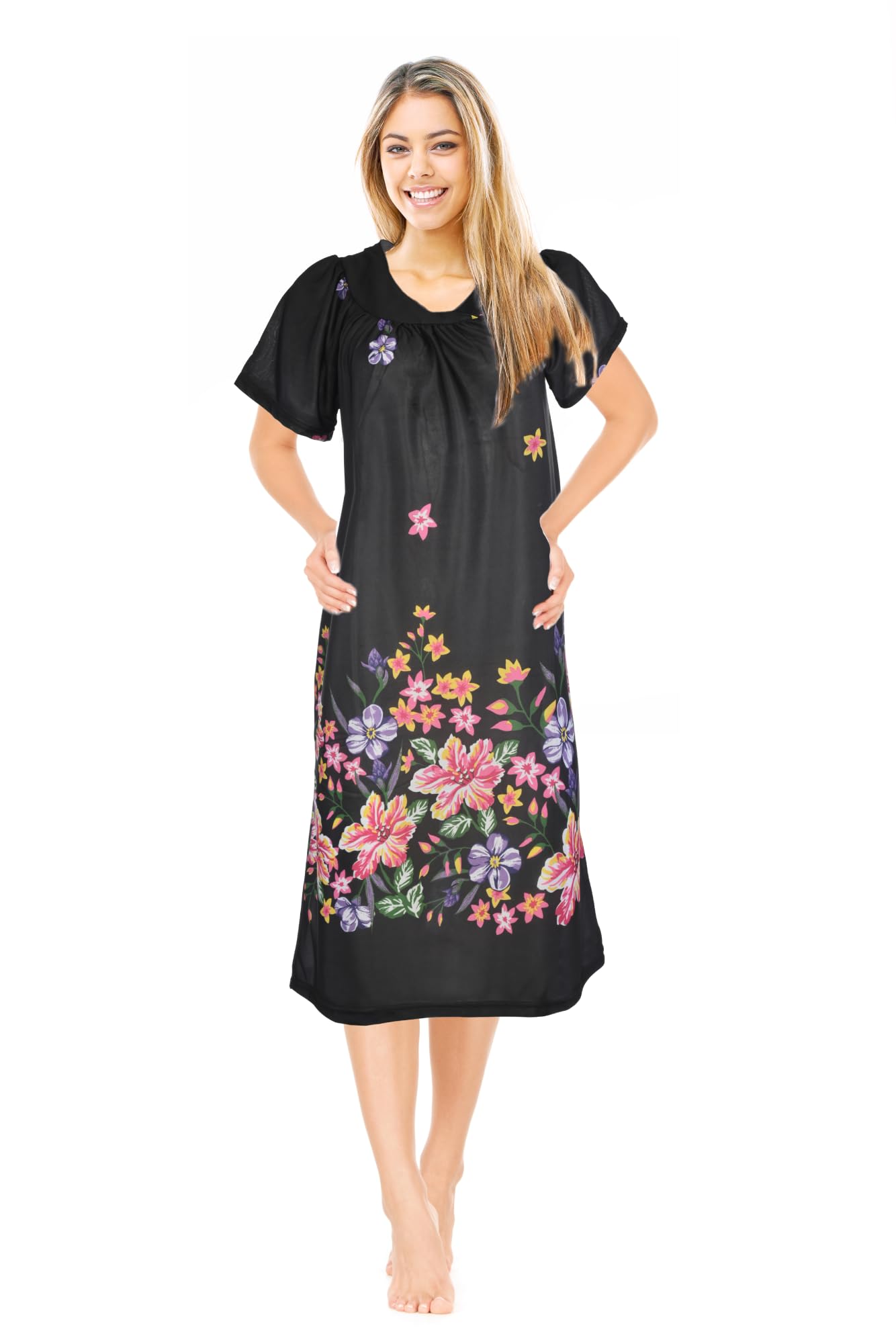 JEFFRICO Womens Nightgowns Muumuu Lounger House Dress Sleepwear Silky Soft Pajama Dress Nightshirts