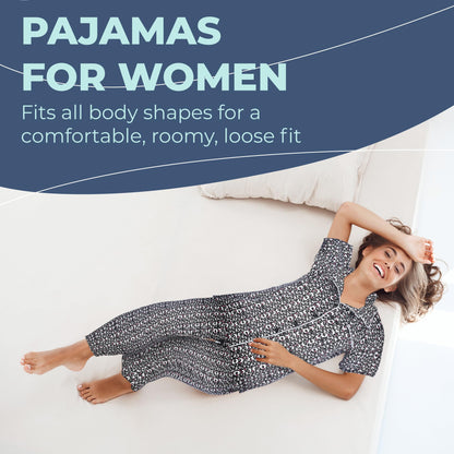 JEFFRICO Womens Pajamas For Women Ankle Length Pajamas Set Sleepwear Soft Pajamas