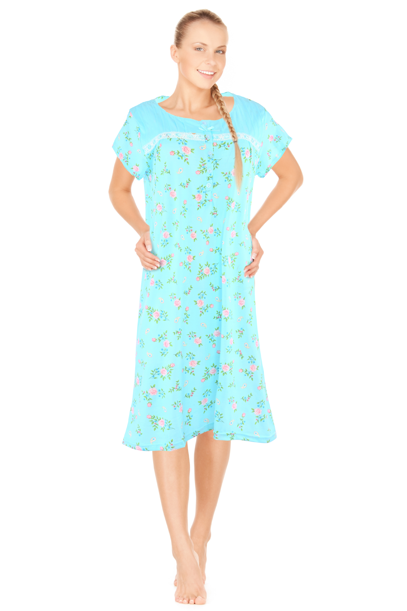 JEFFRICO Womens Short Sleeve Nightgowns Sleepwear Soft Pajama Dress Nightshirts