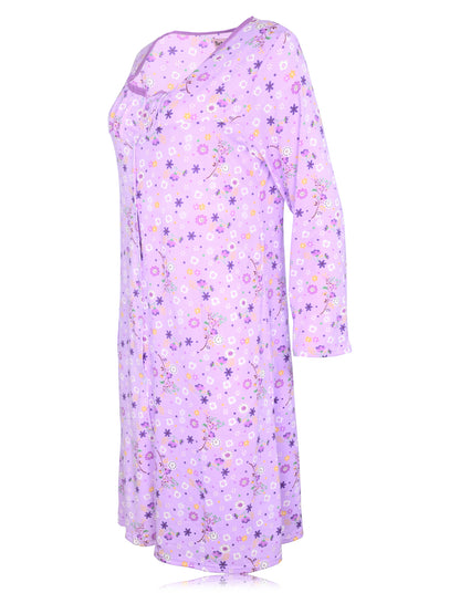 JEFFRICO Womens Long Sleeve Nightgowns Sleepwear Soft Pajama Dress Nightshirts